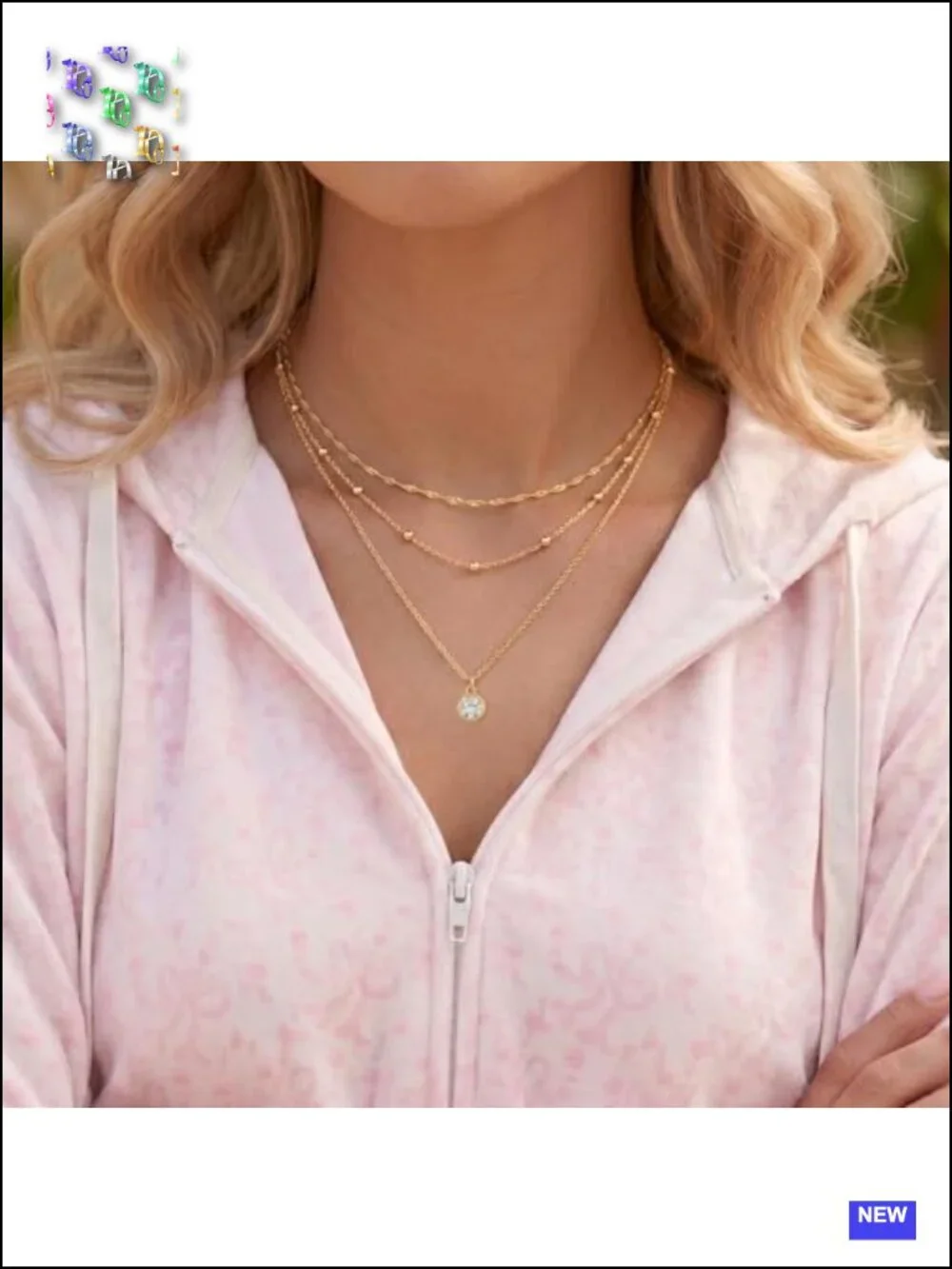 14K Gold Plated Layered 3 Piece Stackable Necklace Set Dainty Pendant